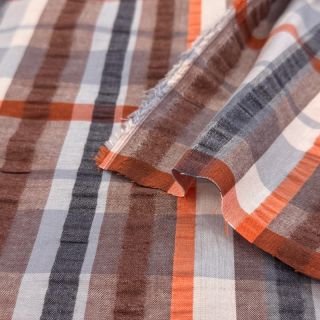 Țesătură din bumbac SEERSUCKER YARN DYED Checks blue