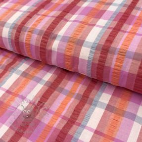 Țesătură din bumbac SEERSUCKER YARN DYED Checks pink
