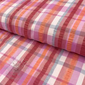 Țesătură din bumbac SEERSUCKER YARN DYED Checks pink