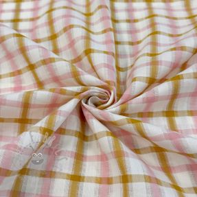 Țesătură din bumbac SEERSUCKER YARN DYED Checks ecru