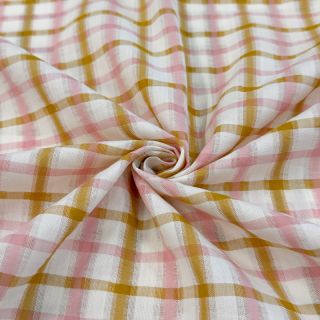 Țesătură din bumbac SEERSUCKER YARN DYED Checks ecru