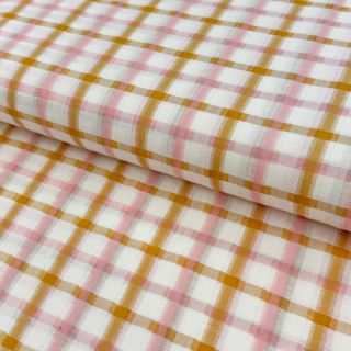 Țesătură din bumbac SEERSUCKER YARN DYED Checks ecru