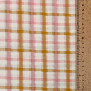 Țesătură din bumbac SEERSUCKER YARN DYED Checks ecru