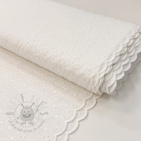 Țesătură din bumbac EMBROIDERY TWO-SIDE SCALLOP Simi white