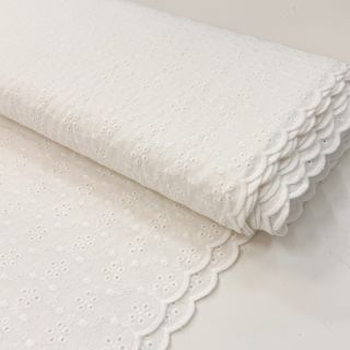 Țesătură din bumbac EMBROIDERY TWO-SIDE SCALLOP Simi white