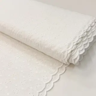 Țesătură din bumbac EMBROIDERY TWO-SIDE SCALLOP Simi white