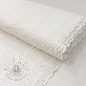 Țesătură din bumbac EMBROIDERY TWO-SIDE SCALLOP Neo white
