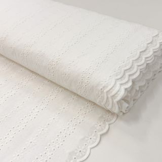 Țesătură din bumbac EMBROIDERY TWO-SIDE SCALLOP Neo white