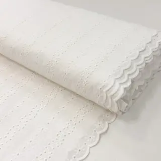Țesătură din bumbac EMBROIDERY TWO-SIDE SCALLOP Neo white