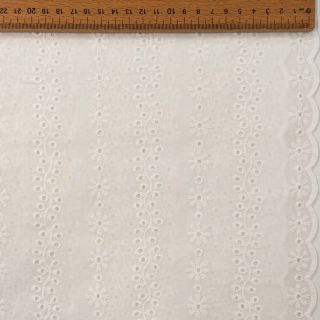 Țesătură din bumbac EMBROIDERY TWO-SIDE SCALLOP Neo white
