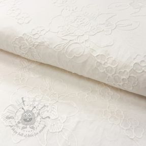 Țesătură din bumbac VOILE EMBROIDERY Flowers white