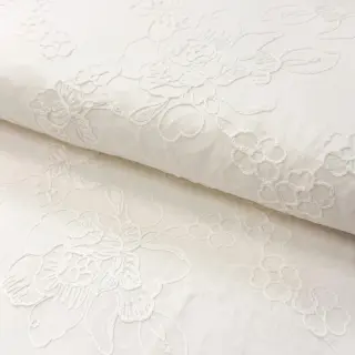 Țesătură din bumbac VOILE EMBROIDERY Flowers white
