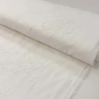 Țesătură din bumbac VOILE EMBROIDERY Flowers white