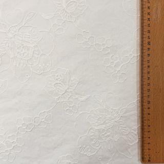Țesătură din bumbac VOILE EMBROIDERY Flowers white