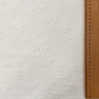 Țesătură din bumbac VOILE EMBROIDERY Flowers white
