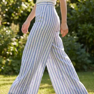 Țesătură din bumbac YARN DYED Stripes Nina blue