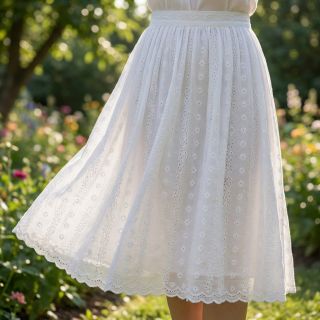 Țesătură din bumbac EMBROIDERY TWO-SIDE SCALLOP Neo white