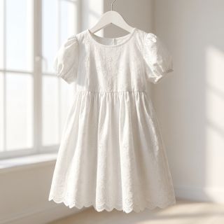 Țesătură din bumbac EMBROIDERY TWO-SIDE SCALLOP Simi white