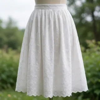 Țesătură din bumbac EMBROIDERY TWO-SIDE SCALLOP Verena white