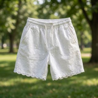 Țesătură din bumbac EMBROIDERY TWO-SIDE SCALLOP Verena white