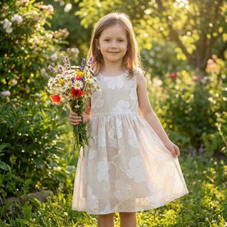 Țesătură din bumbac YARN DYED Stripes JACQUARD Flowers sand