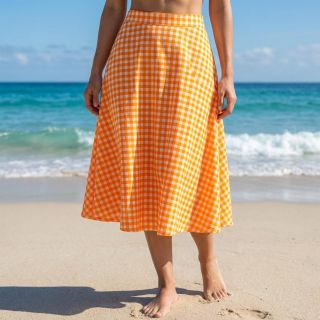 Țesătură din bumbac YARN DYED NEON SMALL Checks orange
