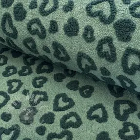 Stofă palton TEDDY Hearts old green