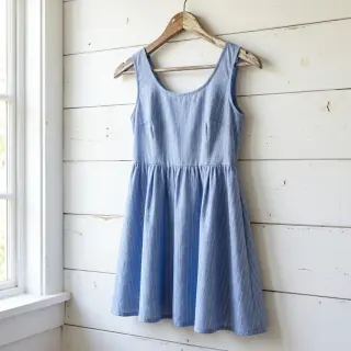 Țesătură din bumbac YARN DYED Stripes LUREX blue
