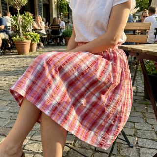 Țesătură din bumbac SEERSUCKER YARN DYED Checks pink
