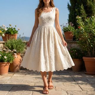 Țesătură din bumbac EMBROIDERY Bellagio off white