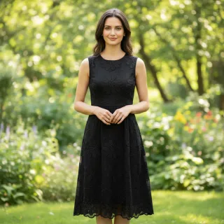Țesătură din bumbac EMBROIDERY Bellagio black