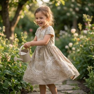 Țesătură din bumbac VOILE EMBROIDERY Kokka natural