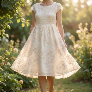Țesătură din bumbac VOILE EMBROIDERY Kady off white
