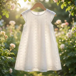 Țesătură din bumbac EMBROIDERY Pattern white