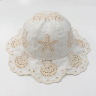 Țesătură din bumbac EMBROIDERY Sea ornaments white