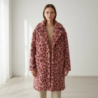 Stofă palton TEDDY Hearts old pink