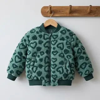 Stofă palton TEDDY Hearts old green