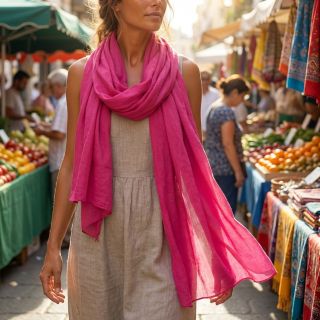 Material bumbac și vâscoză fuchsia