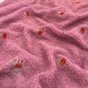 Stofă palton EMBROIDERY Little mushrooms pink