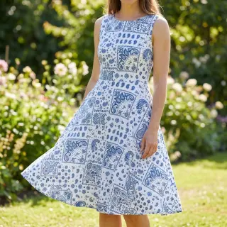 Țesătură din bumbac Kansas blanc blue
