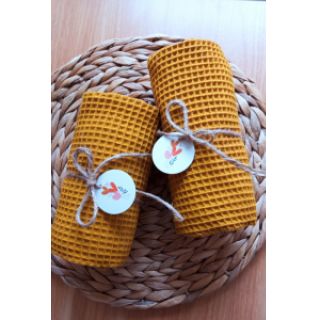 Țesătură din bumbac waffle ochre