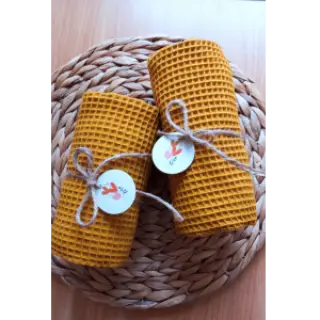 Țesătură din bumbac waffle ochre