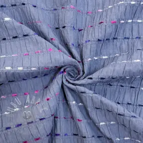 Țesătură din bumbac DOBBY CRINKLE Stripe jeans