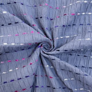 Țesătură din bumbac DOBBY CRINKLE Stripe jeans