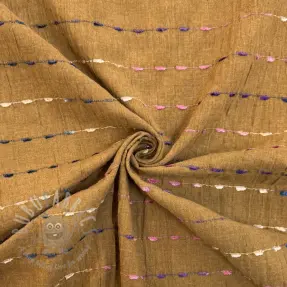 Țesătură din bumbac DOBBY CRINKLE Stripe camel
