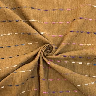 Țesătură din bumbac DOBBY CRINKLE Stripe camel