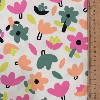 Țesătură din bumbac Flowers natural/green by JENNIFER BOURON ORGANIC