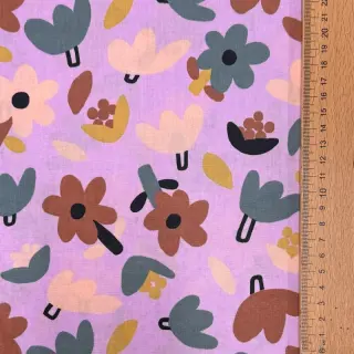 Țesătură din bumbac Flowers lavender by JENNIFER BOURON ORGANIC
