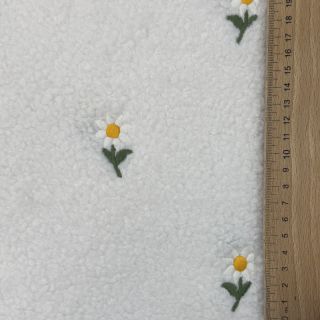 Stofă palton TEDDY EMBROIDERY Flowers off white