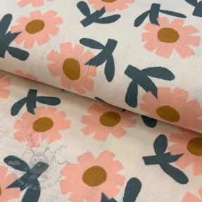 Mușelină Flowers peach by JENNIFER BOURON ORGANIC